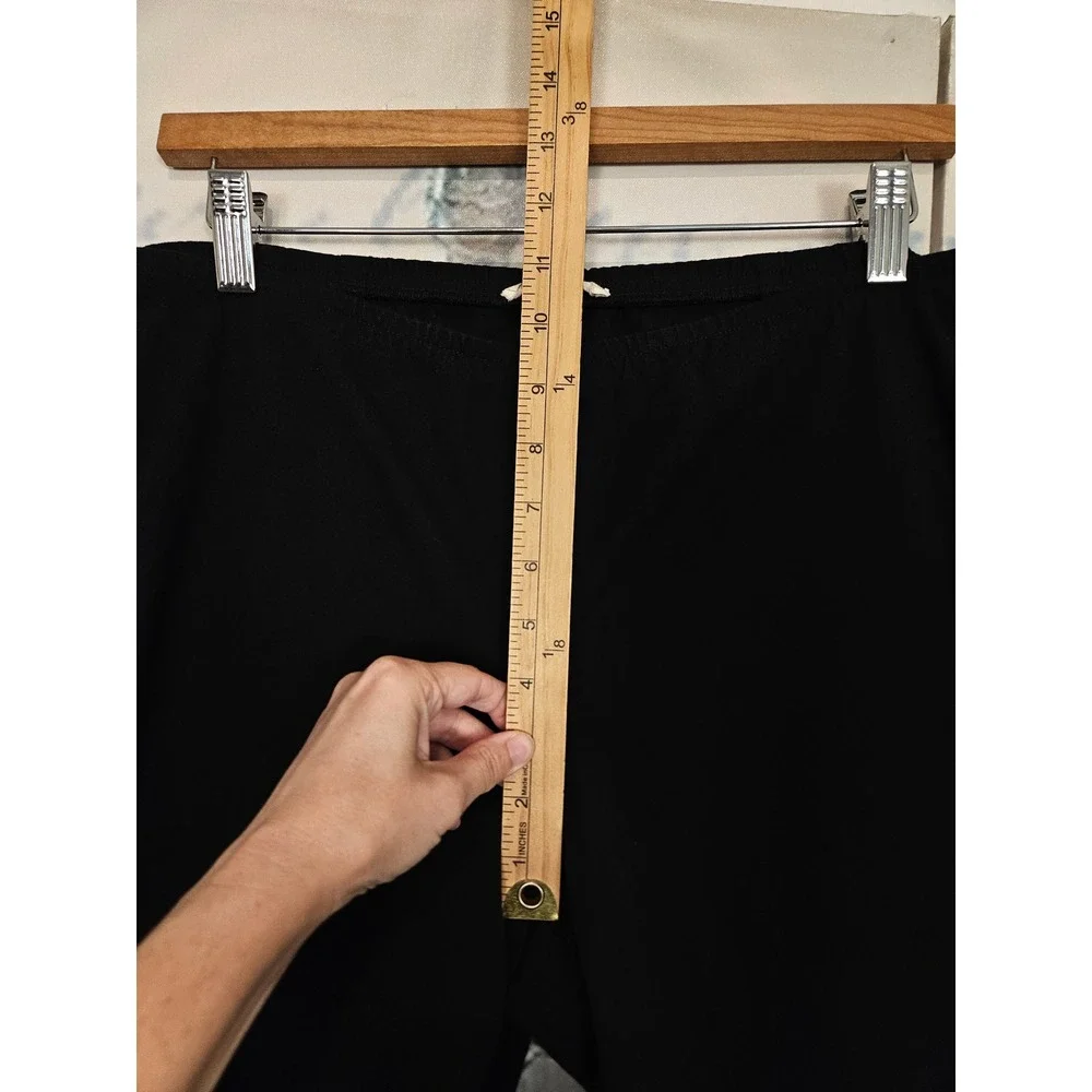Eileen Fisher Cropped Pants L Black Organic Cotton Stretch Minimalist Lagenlook